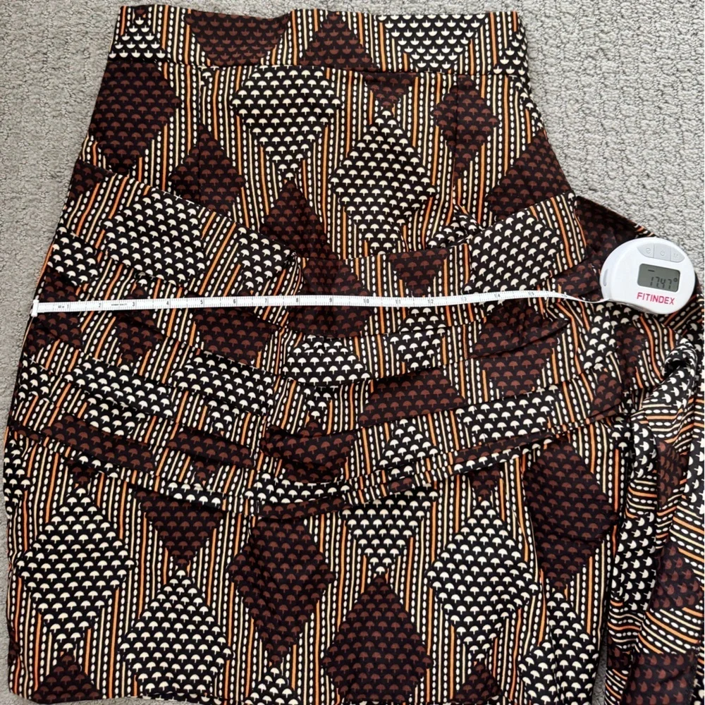 NWOT Custom Made African Print Skirt with Drape Detail in Brown